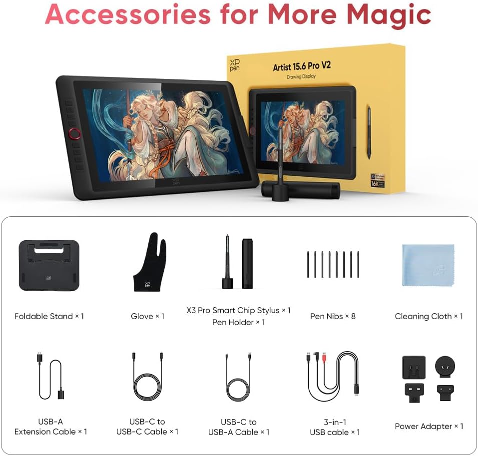 XPPen Artist 15.6 Pro V2 Display Drawing Tablet & Stylus