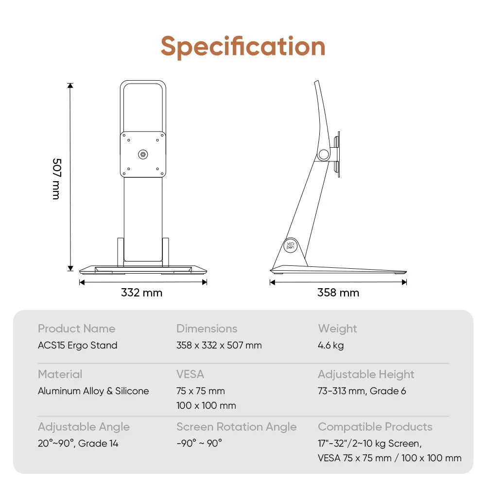 ACS15 Adjustable Ergo Stand for Artist 19 / 22 / 24