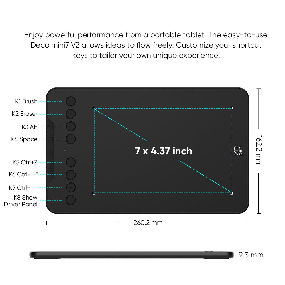 XPPen Deco Mini7W V2 Wireless Graphics Drawing Tablet & Stylus