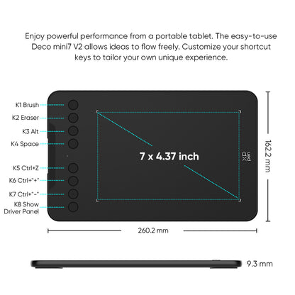 XPPen Deco Mini7W V2 Wireless Graphics Drawing Tablet & Stylus