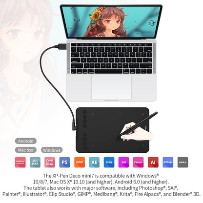 UNBOXED XPPen Deco Mini7 Graphics Drawing Tablet with Stylus