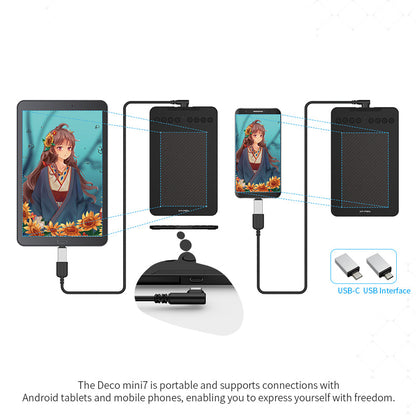 UNBOXED XPPen Deco Mini7 Graphics Drawing Tablet with Stylus
