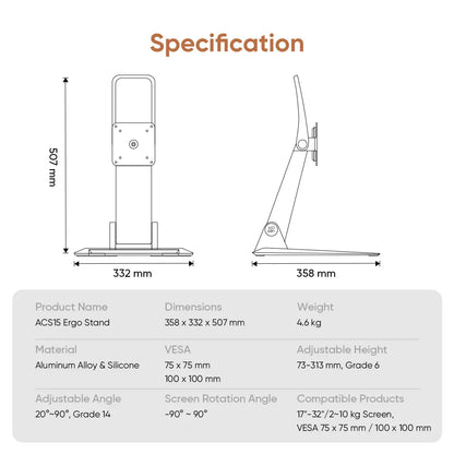 ACS15 Adjustable Ergo Stand for Artist 19 / 22 / 24
