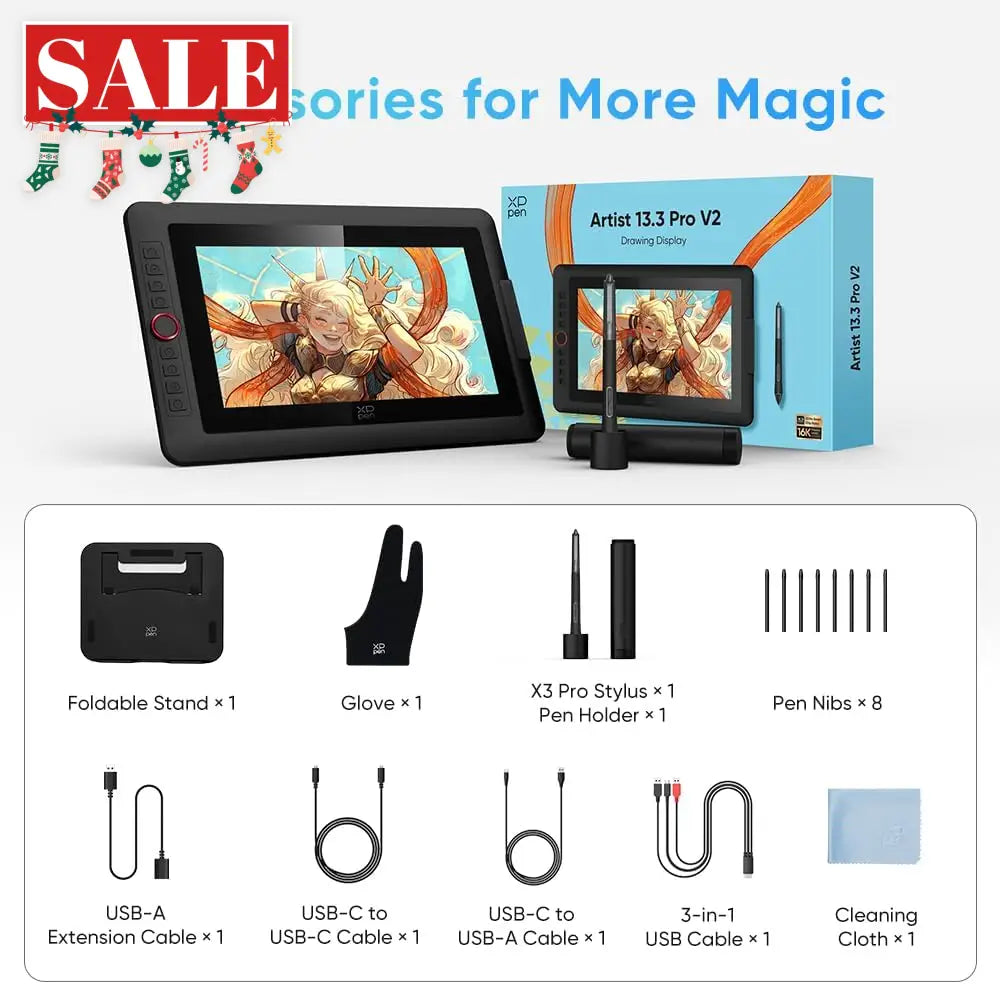 XPPen Artist 13.3 Pro V2 Graphics Display Drawing Tablet & Stylus