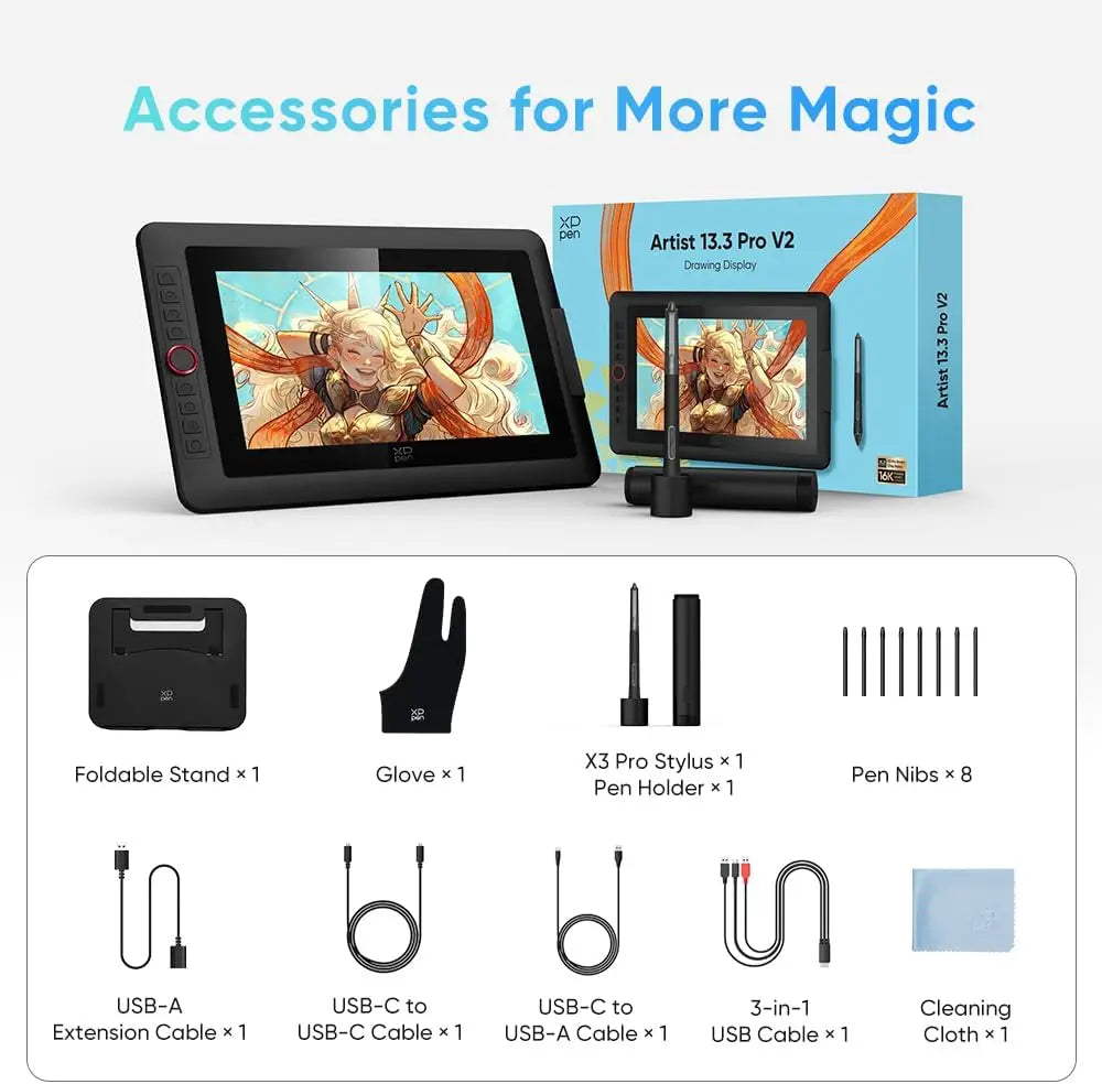XPPen Artist 13.3 Pro V2 Graphics Display Drawing Tablet & Stylus XPPen Artist 13.3 Pro V2 Graphics Display Drawing Tablet & Stylus