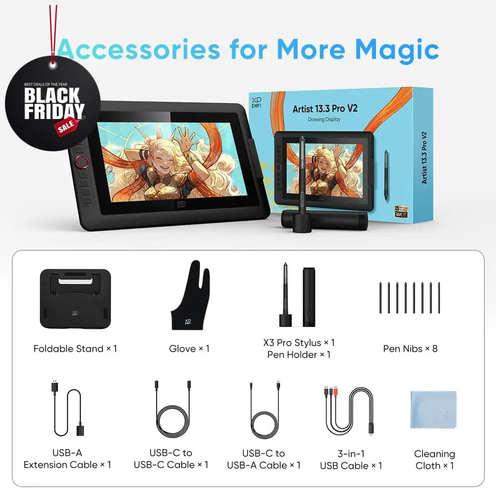 XPPen Artist 13.3 Pro V2 Graphics Display Drawing Tablet & Stylus