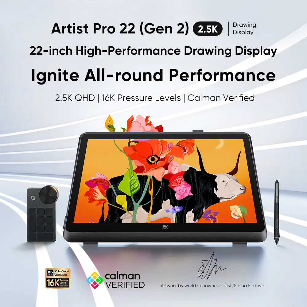 XPPen Artist Pro 22 (Gen 2) 2.5K QHD Graphics Display Drawing Tablet