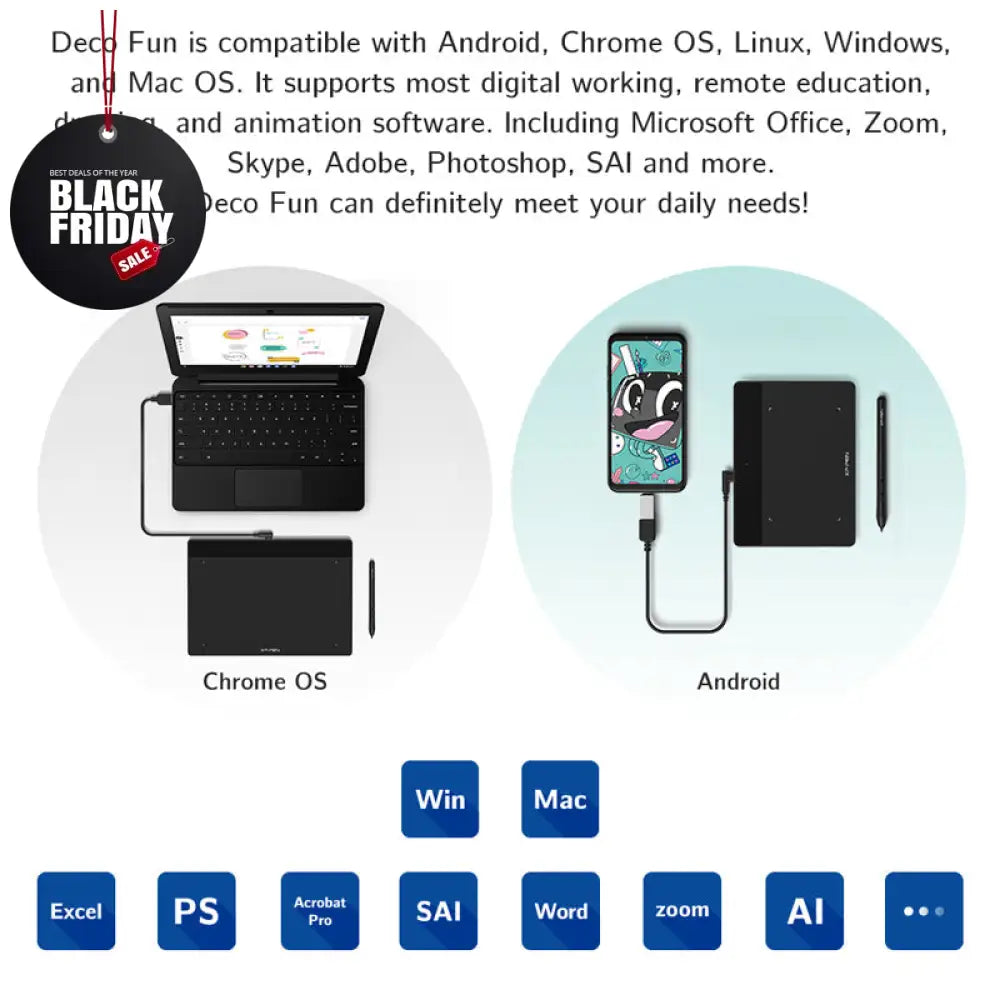 XPPen Deco Fun L Graphics Drawing Tablet Black