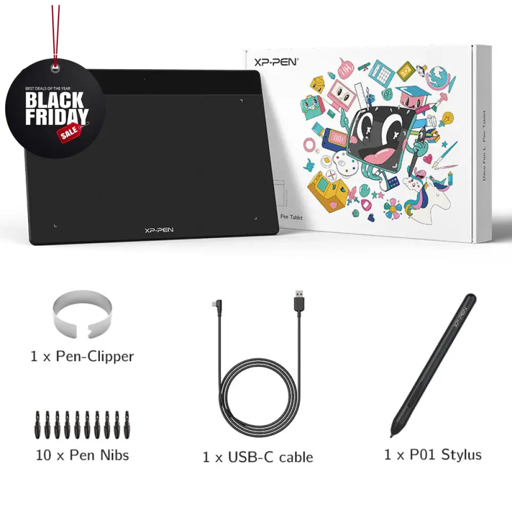 XPPen Deco Fun L Graphics Drawing Tablet Black