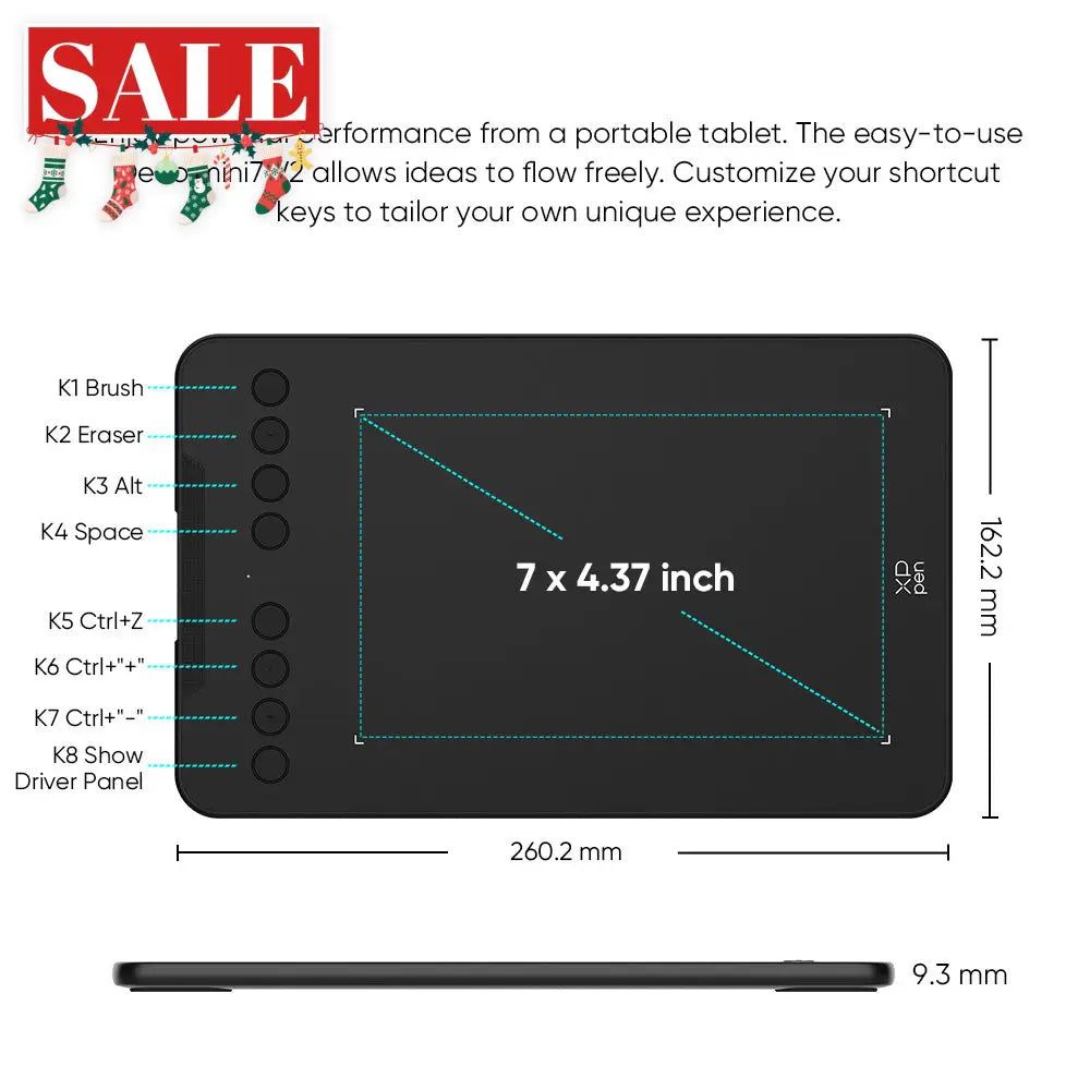 XPPen Deco Mini7 V2 Graphics Drawing Tablet & Stylus
