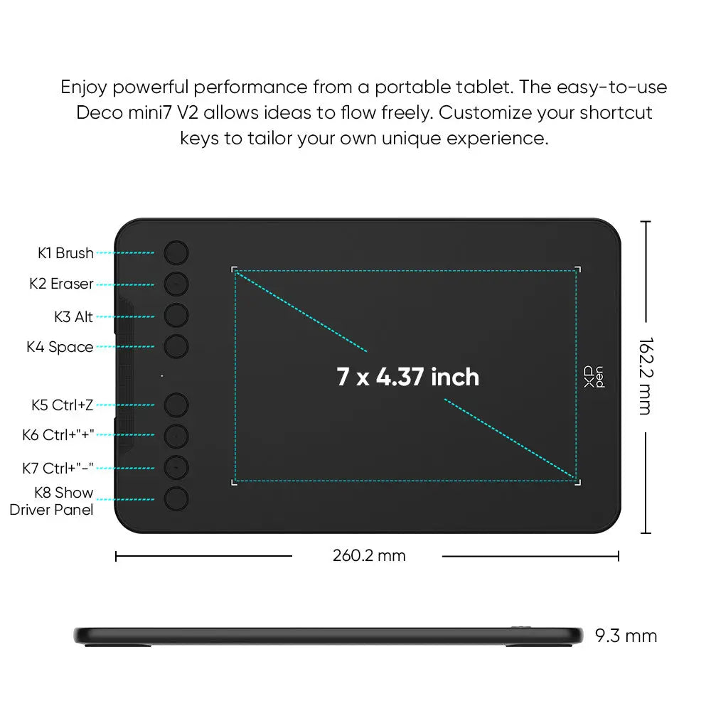 XPPen Deco Mini7 V2 Graphics Drawing Tablet & Stylus