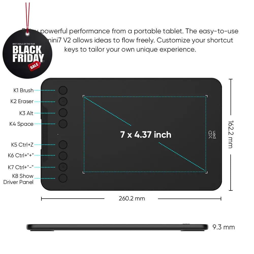 XPPen Deco Mini7 V2 Graphics Drawing Tablet & Stylus